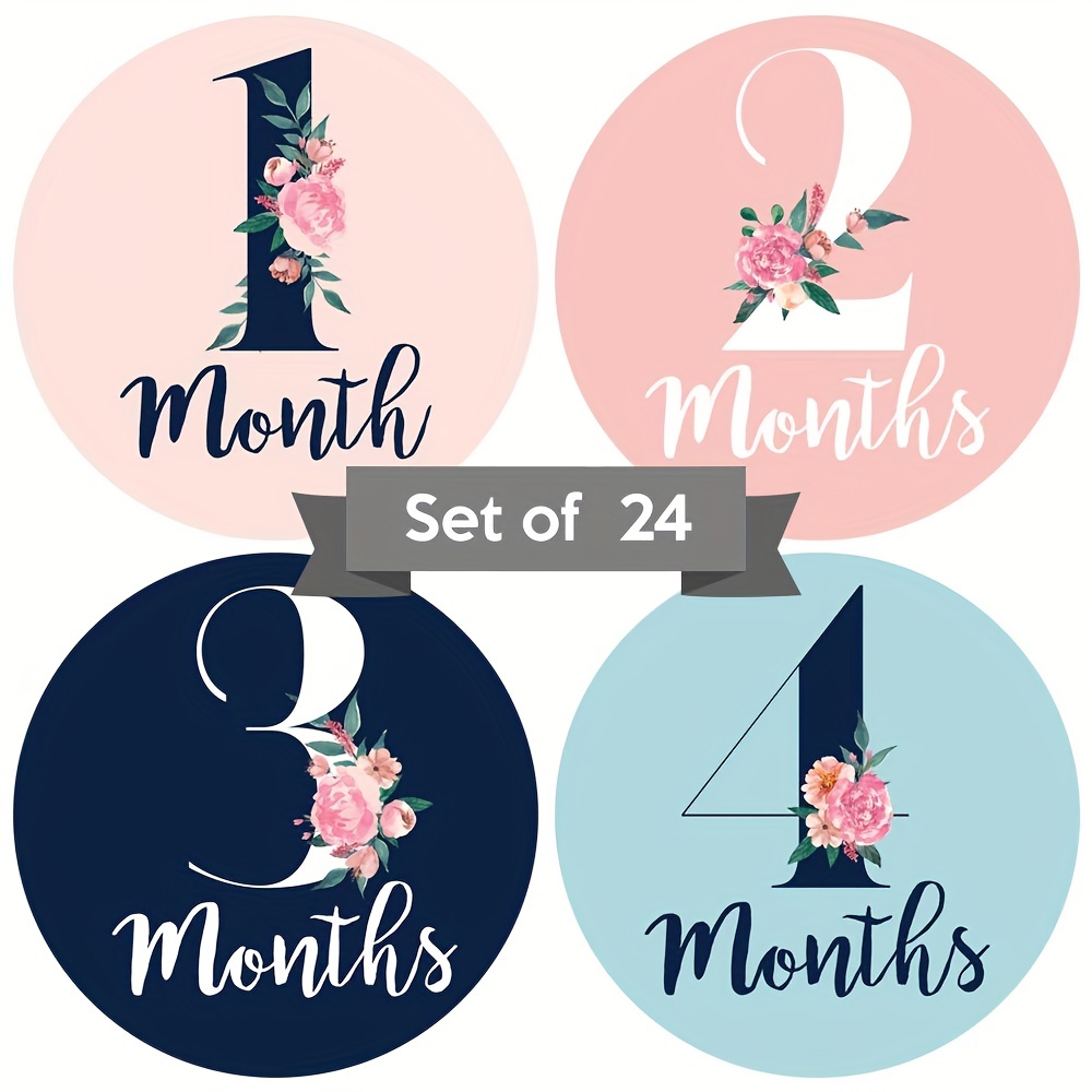 Baby Monthly Milestone Stickers - First Year Set of Baby Boy Month Stickers  for Photo Keepsakes - Shower Gift - Set of 20