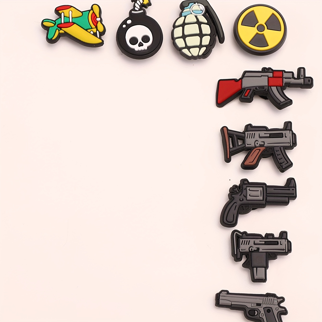 9pcs/set Cartoon Pistol Bomb Series Shoes Charms For Crocs Clogs Sandals  Decoration, Shoes DIY Accessories