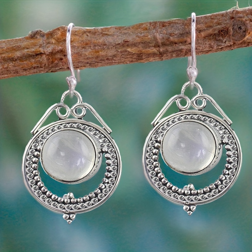 Vintage Moonstone Long Drop Dangle Earrings for Weddings & Parties
