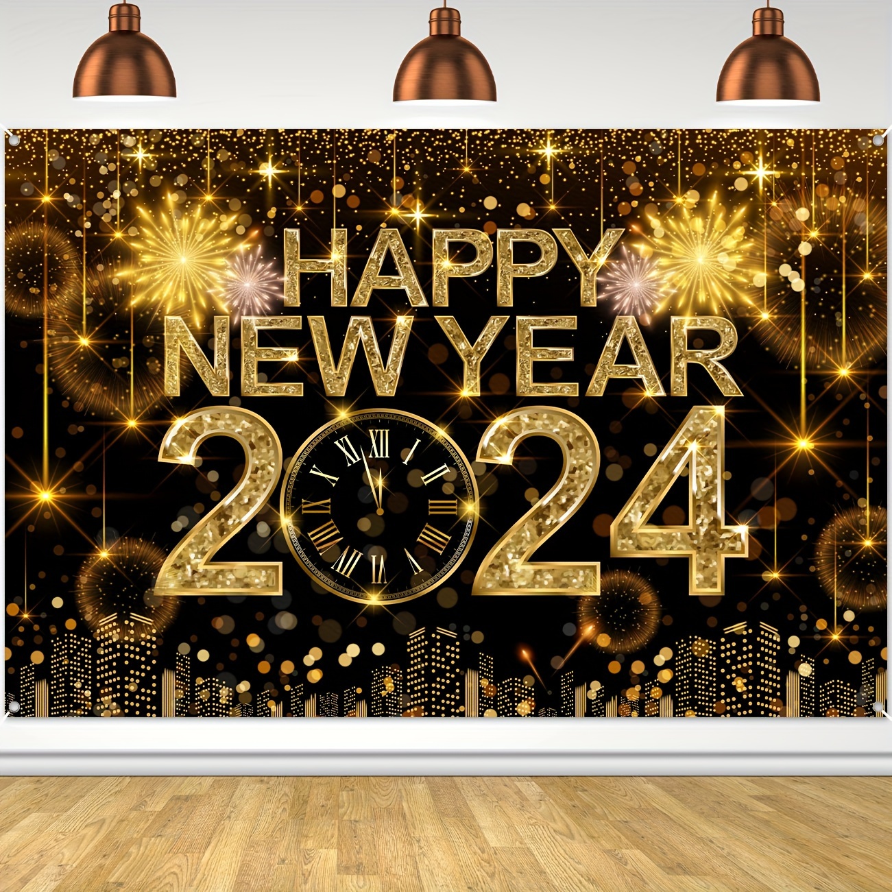 New Year's Eve Black Gold Party Decoration 2024 New Year's - Temu