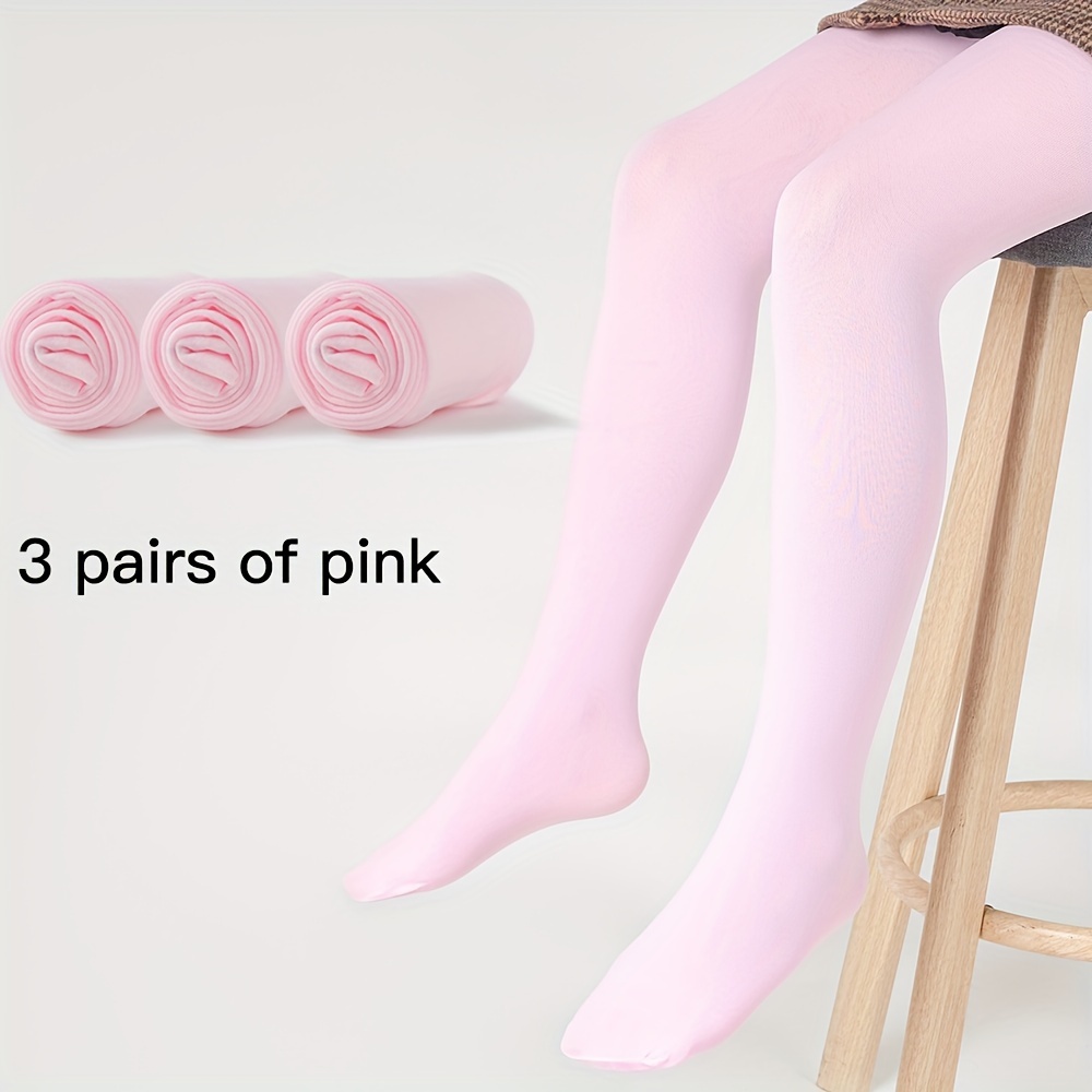 3pairs Girls Kids Velvet Solid Color Stockings Leggings Tights, Children  Girls Dress Pantyhose Ballet Dance Socks 