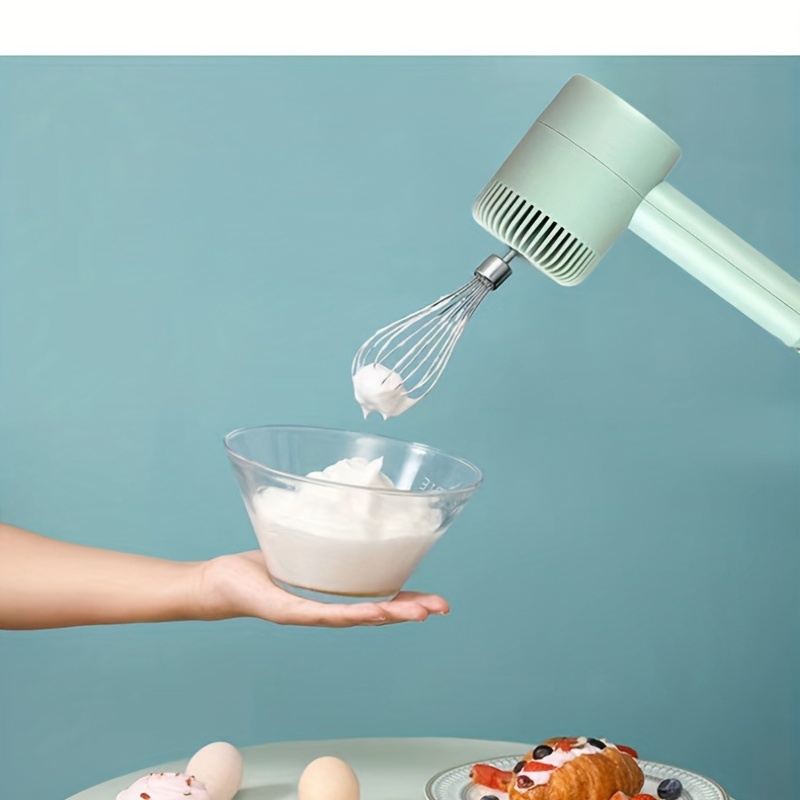  Electric Hand Mixer Whisk, Wireless Rechargeable Handheld Egg  Beater with 2 Stainless Steel Mixing Heads