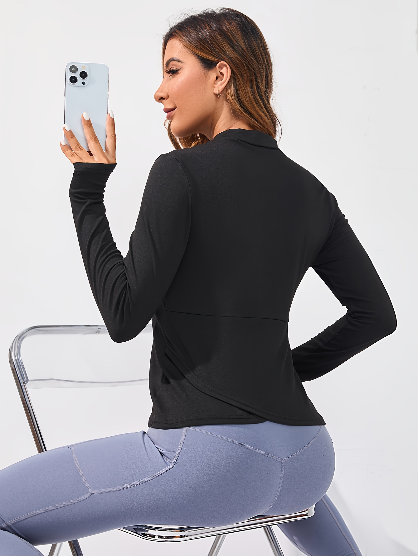Long Sleeve Zipper Sports Jumpsuit Solid Color Fitness Yoga - Temu Canada