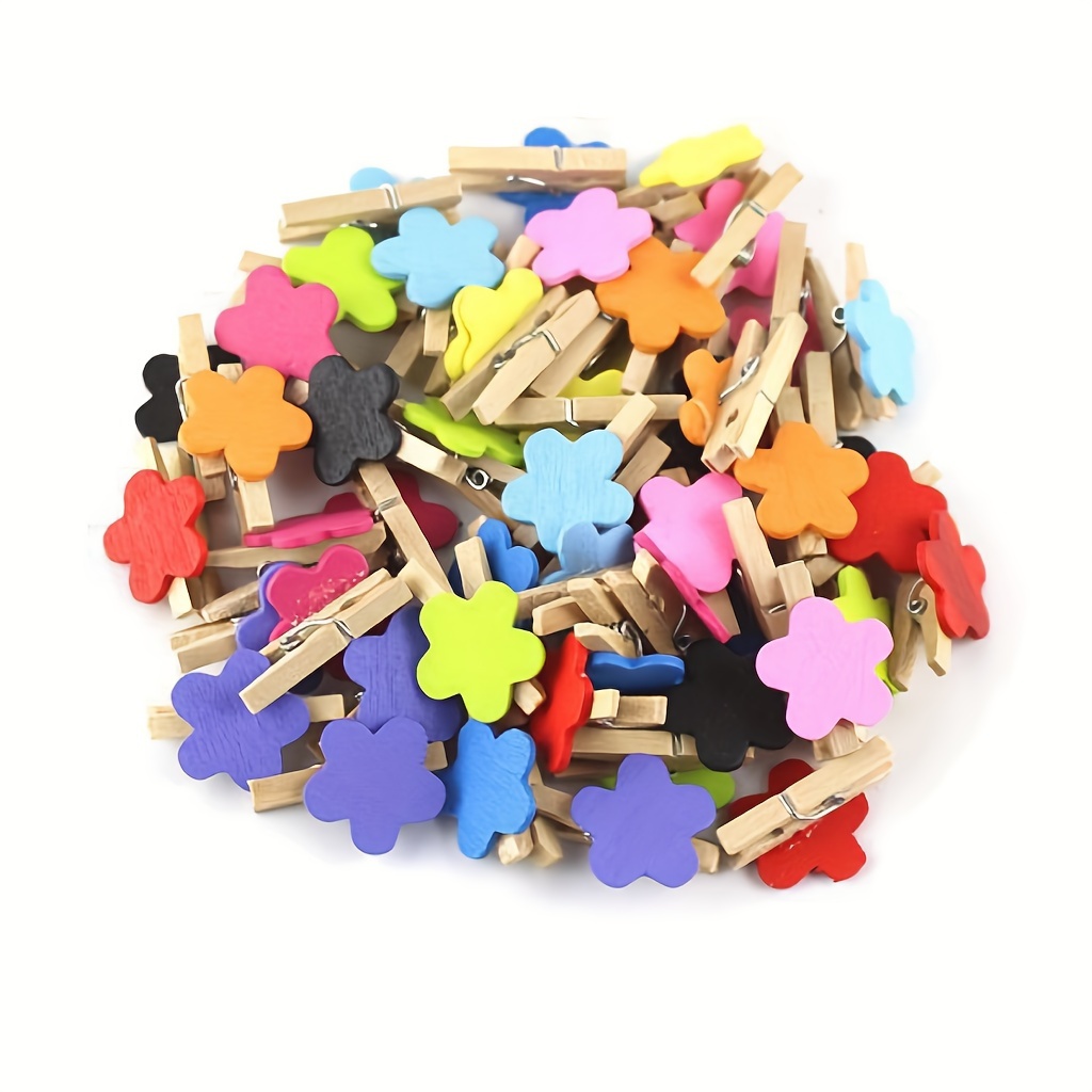 50pcs Colored Stars Mini Wooden Clothespin Craft Clips DIY Clothes