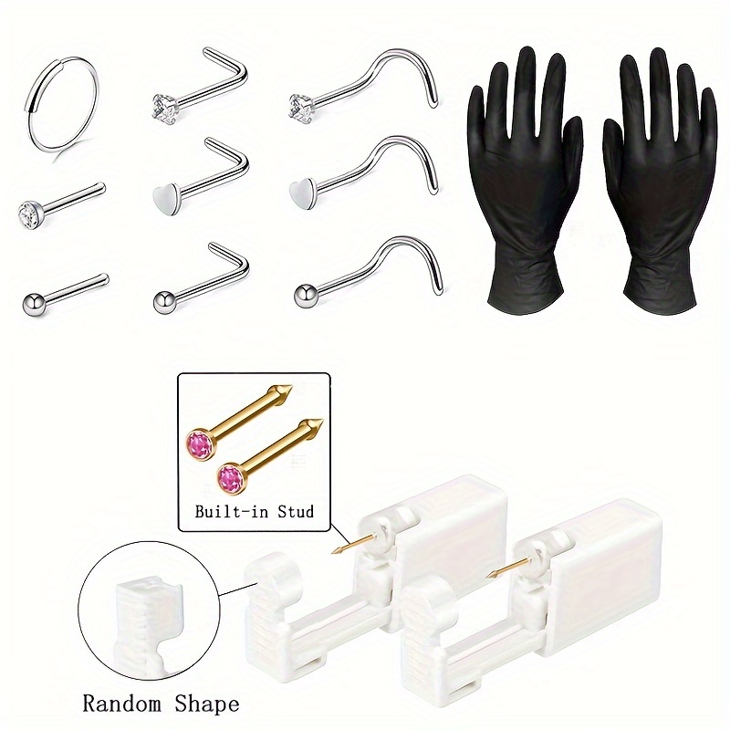 Nose Piercing Kit Tool Gloves Fashion Men's Nose Ring Body - Temu ...