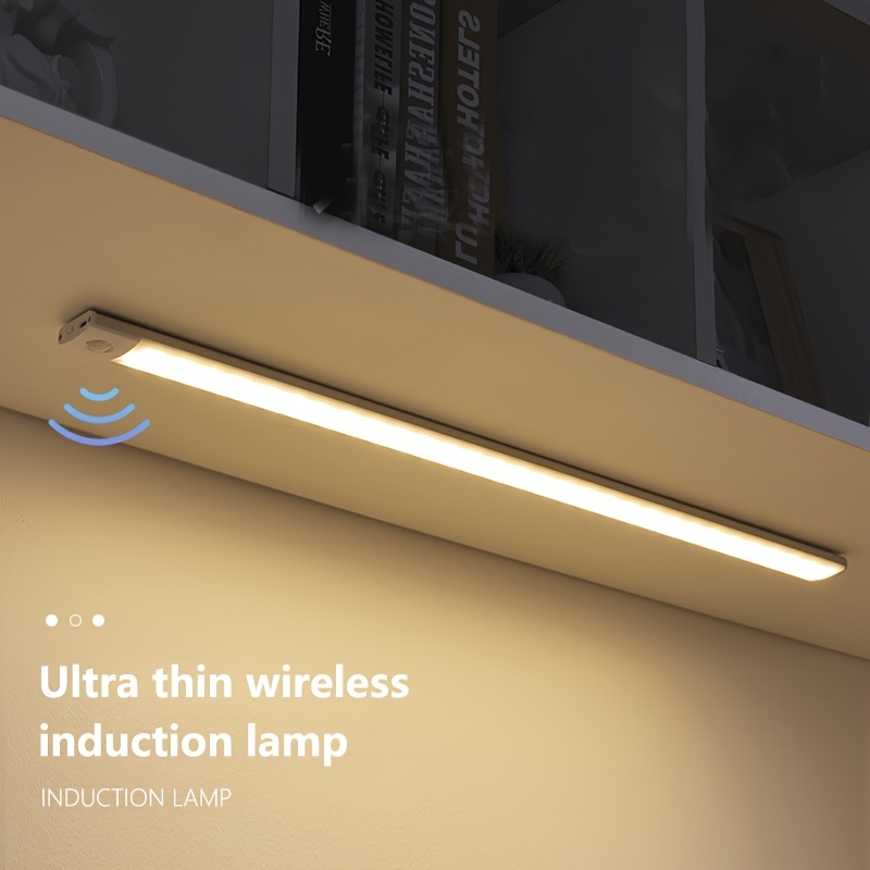 Luz LED con sensor de movimiento, iluminación de armario de 15.7 pulgadas,  luz ultrafina, inalámbrica, recargable por USB, luces nocturnas de cocina