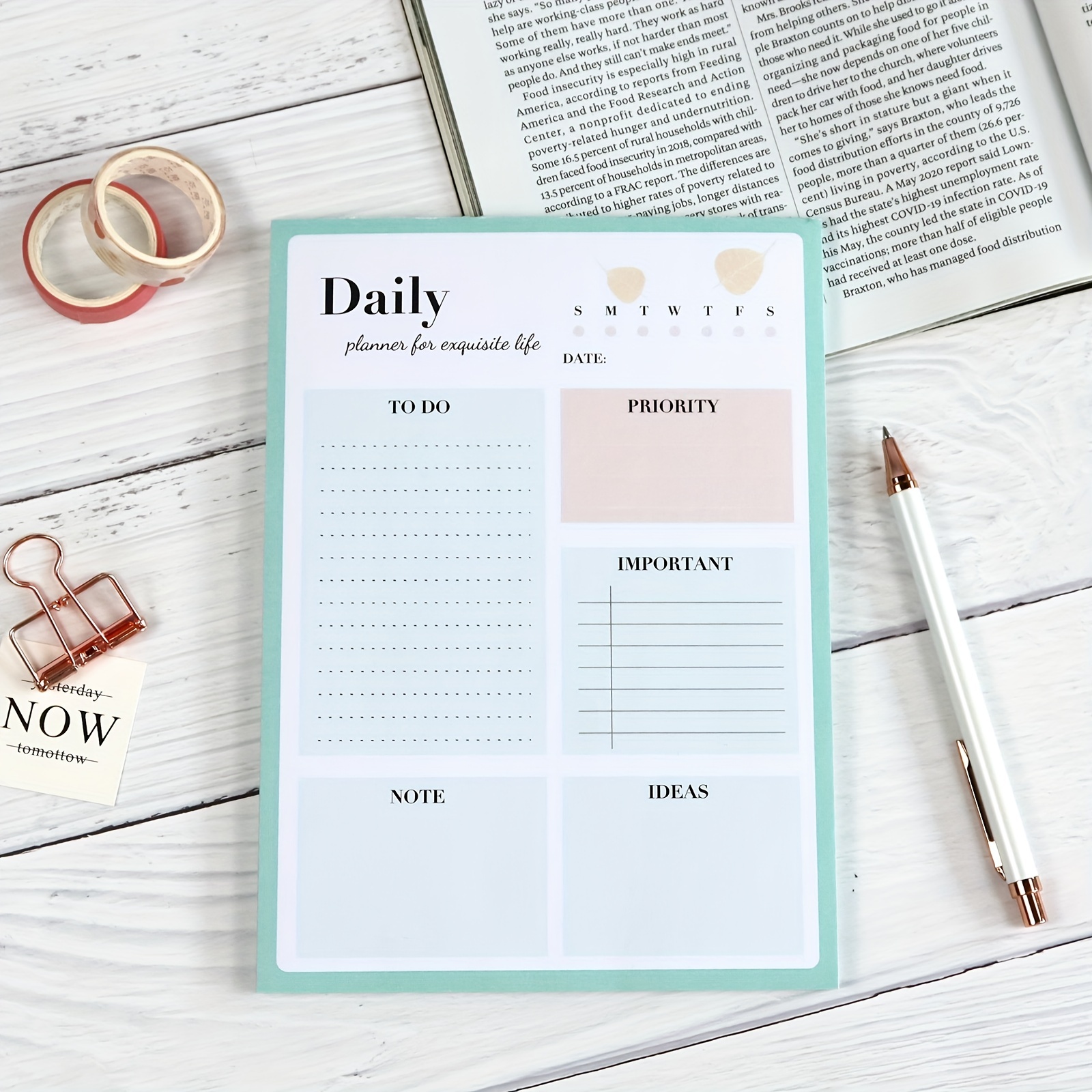 104p Morandi Series Daily Planner 21x34cm Tearable Notepad Schedule Memo Book