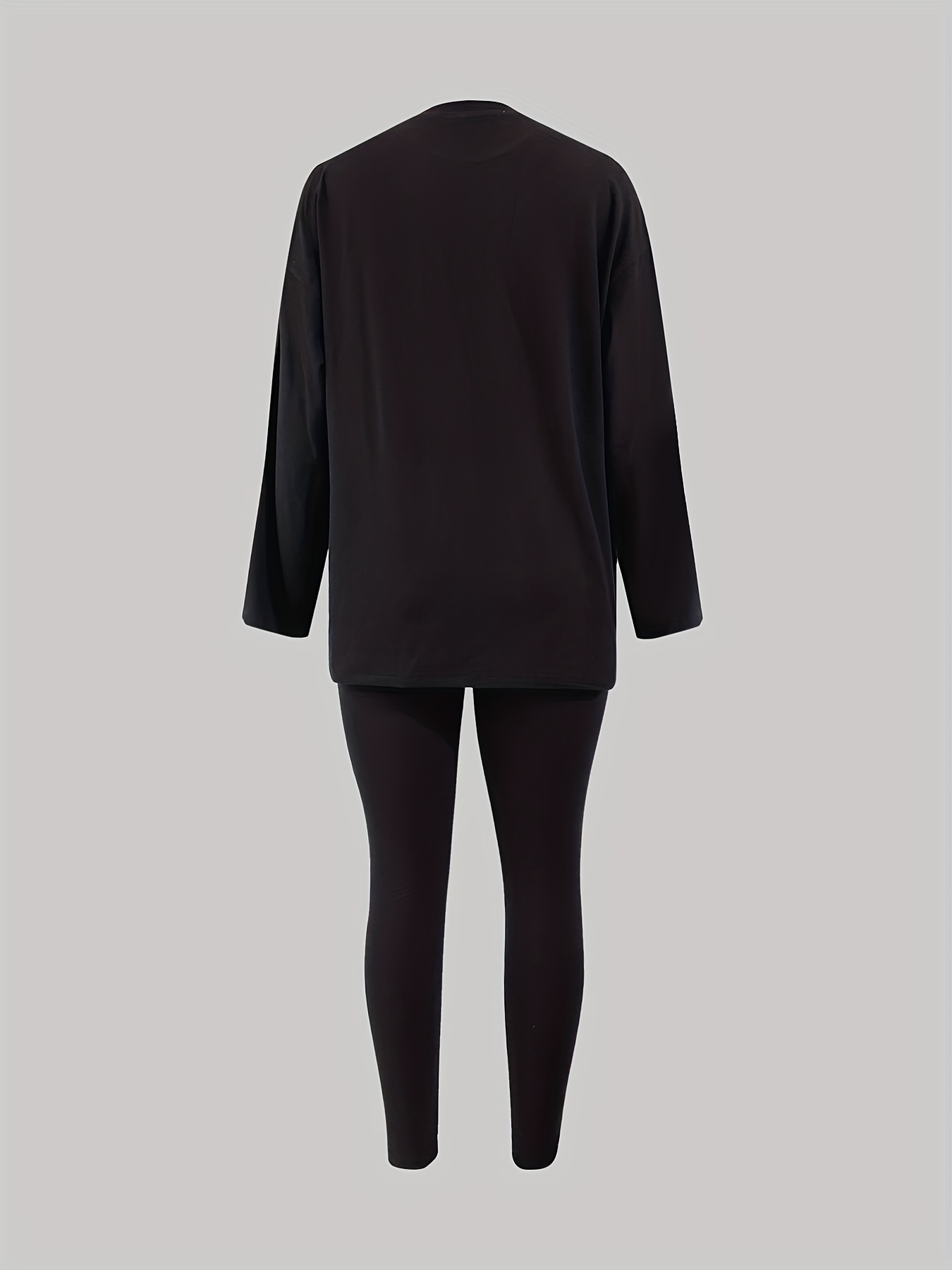 Plus Size Letter Print Long Sleeve Shirt Leggings Outfit Set - Temu Czech  Republic