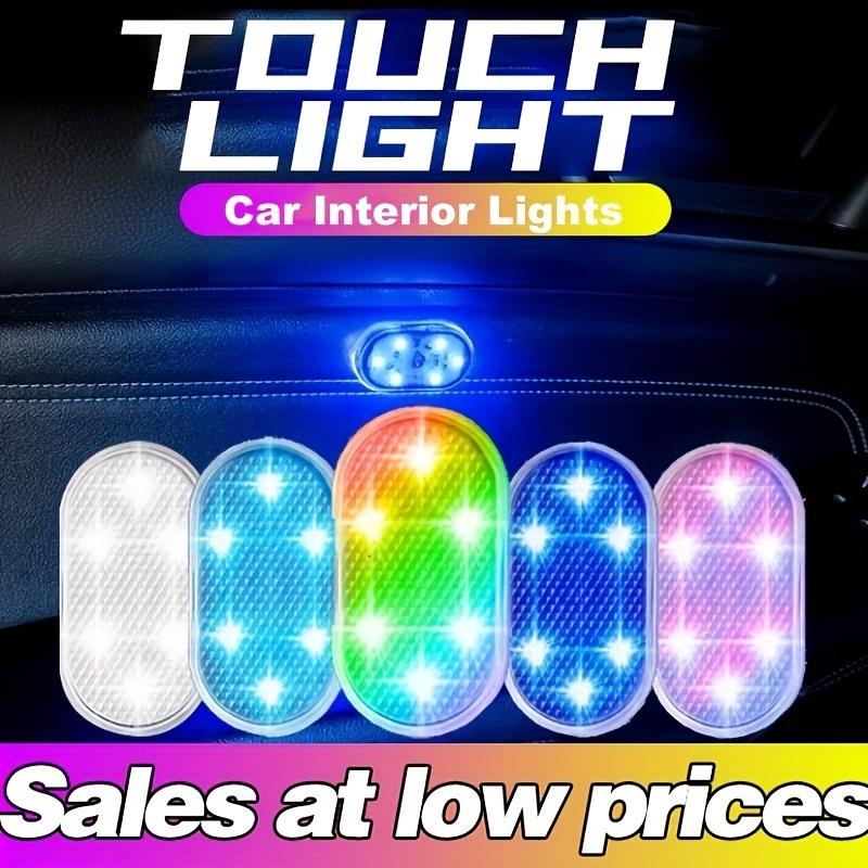 Anlising 2PCS LED Luci Interne Auto, RGB 7 Colori Regolabile USB  Ricaricabile Auto LED Touch Luce