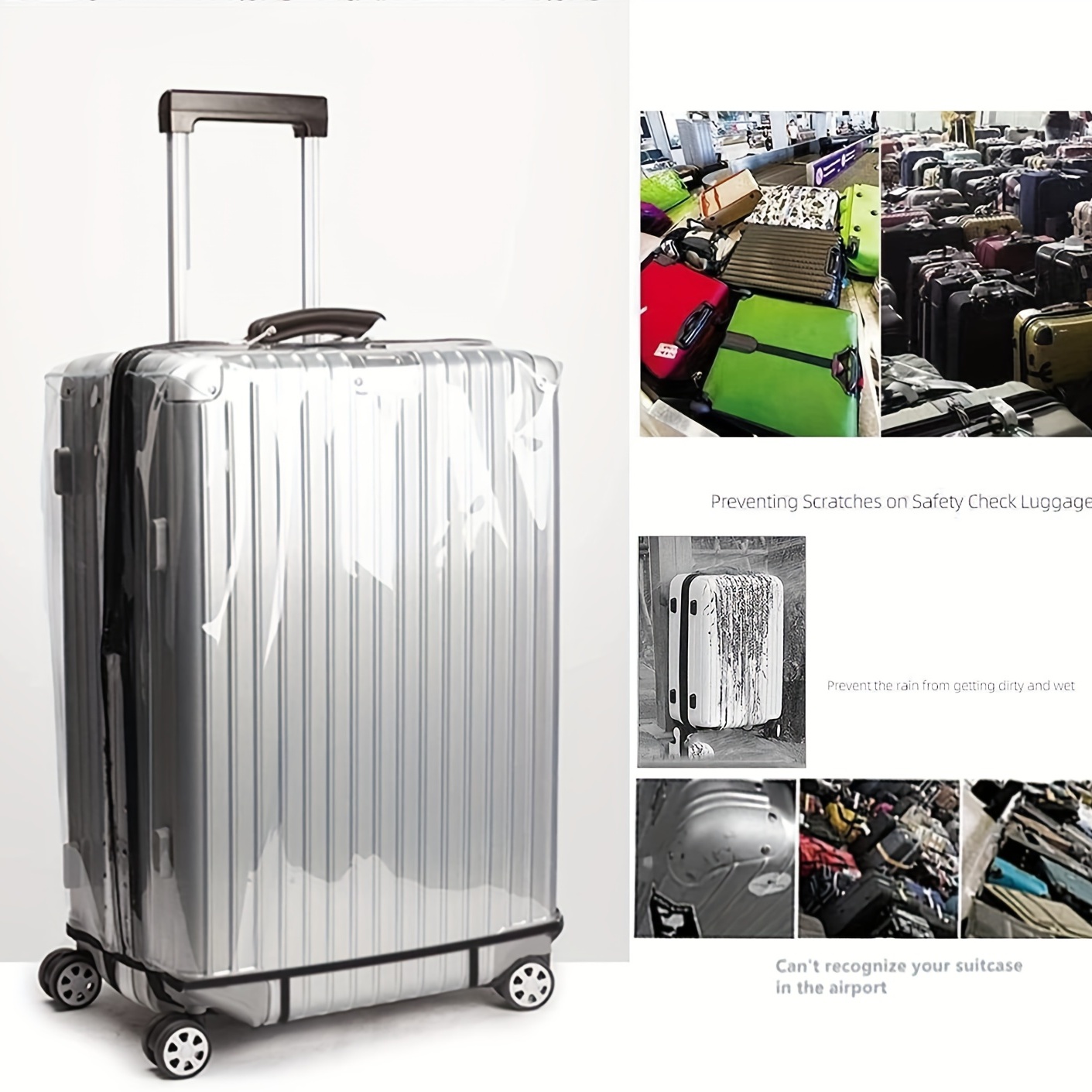 Funda de PVC transparente para maleta, cubierta de equipaje transparente,  funda impermeable con ruedas para maleta, cubierta antipolvo, funda de