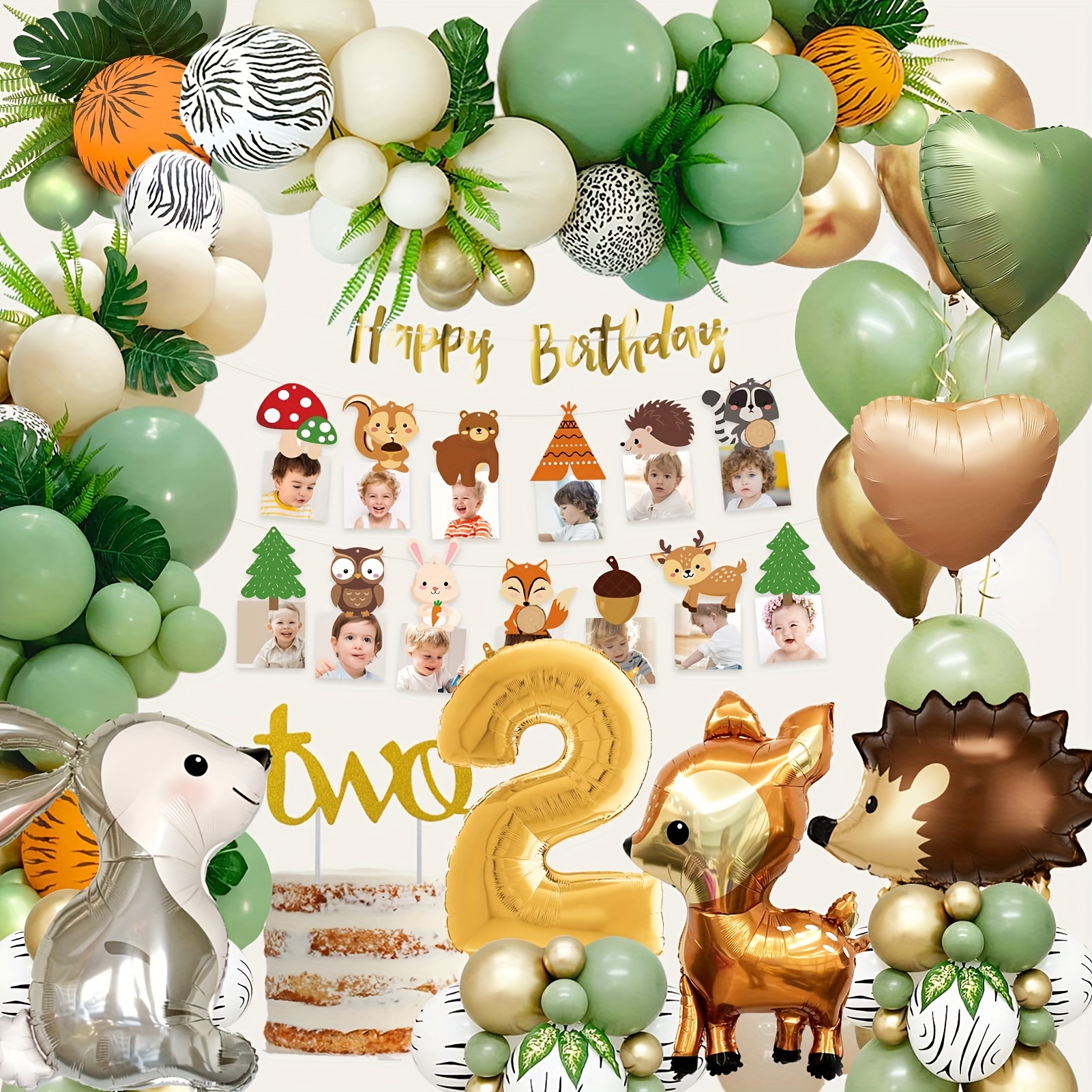 Animal Birthday Party Decorations, Woodland Happy Birthday Banner Raccoon,  Squirrel, Fox, Hedgehog Animal Balloon Garland & Arch Kit for Boy Girl Baby