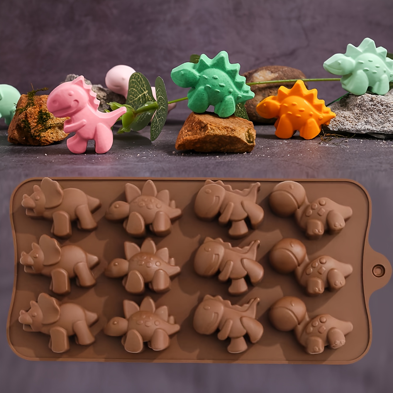 6-cavity Dinosaur Shape Silicone Baking Mould Chocolate Mold