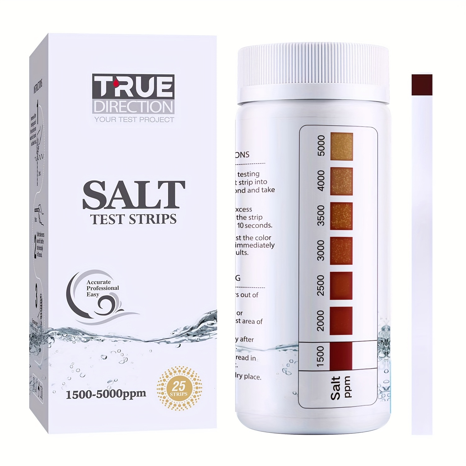 

25pcs, Salt Water Test Strips For Testing Sodium Chloride Content In Pool And Spa, Saltwater Chlorine Testing Kit Of 1500-5000 Ppm