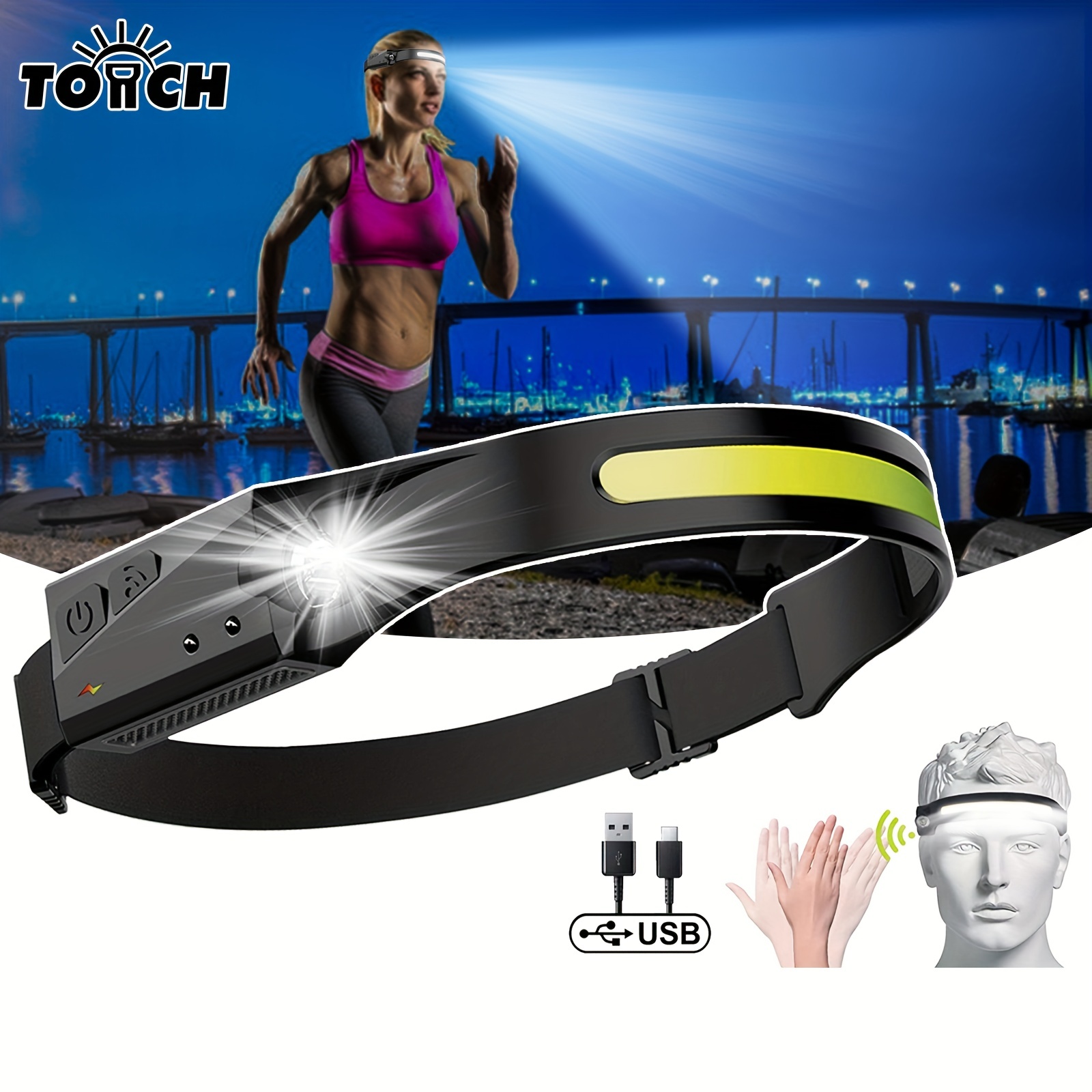 Light Up Your Adventure: Rechargeable Waterproof Usb Headlamp With 230°  Wide Range Led And Motion Sensor For Hiking, Running, Fishing, And Cycling  Temu Australia