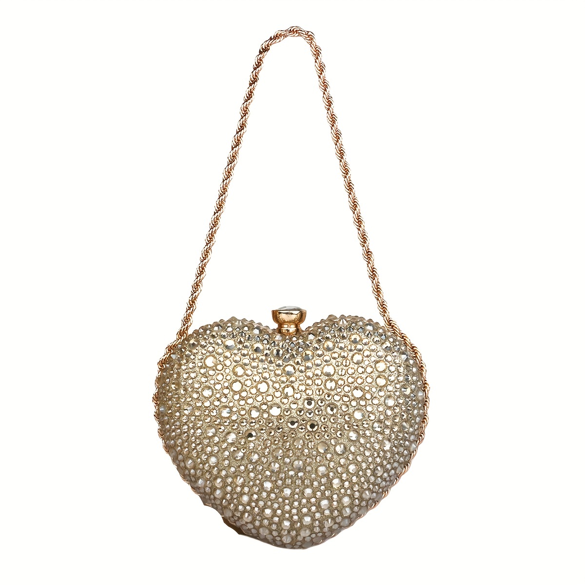 Heart Shaped Purse, Glitter Chain Crossbody Bag, Women's Rhombus Pattern  Satchel Bag For Wedding & Party - Temu