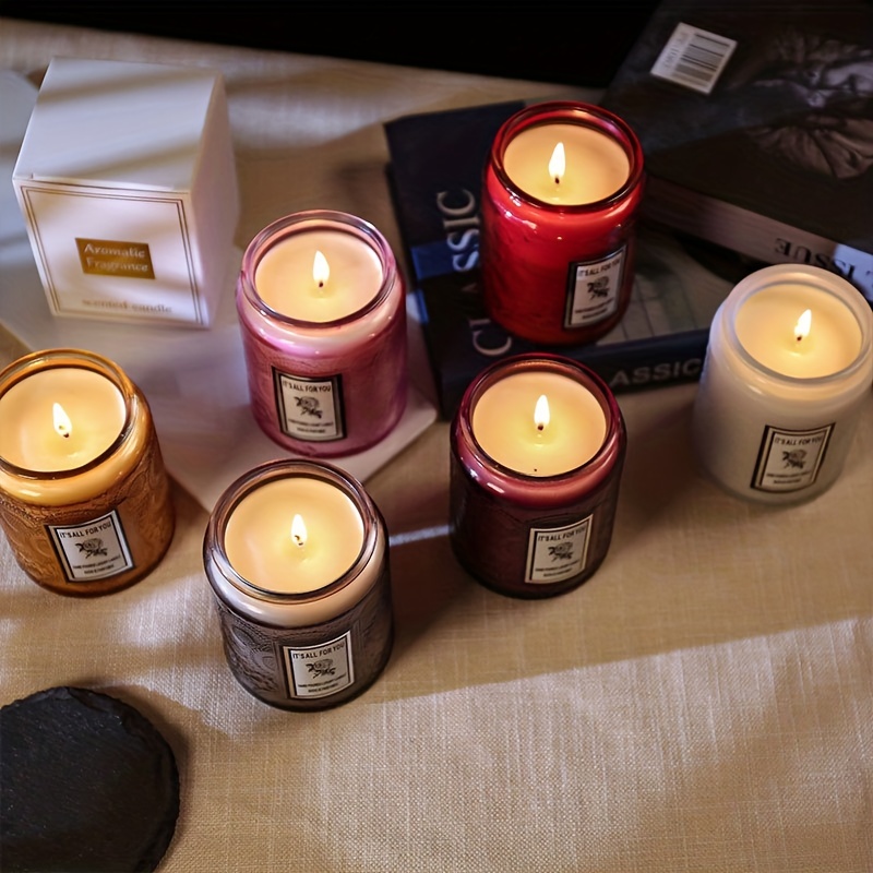 Embossed Glass Scented Candle Creative Romantic Smokeless - Temu