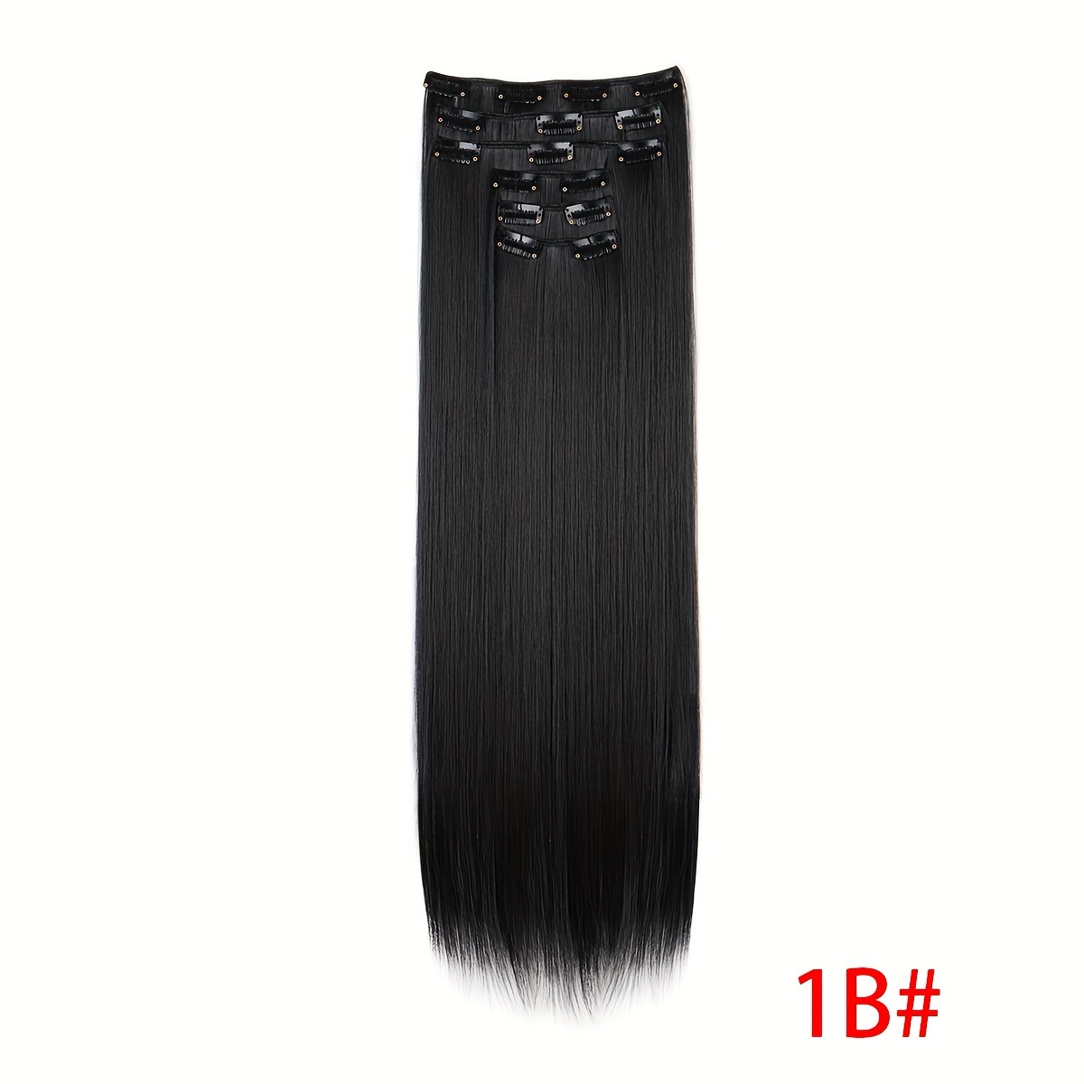 Image of Synthetic 16 Clip Non-trace Hair Extensions Synthetic 24inch Long Straight Heat Resistant Fiber Hairpieces