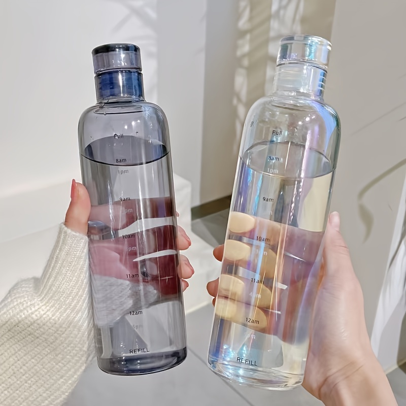 500ml Glass Water Bottle Creative Large Clear Water Bottle with Time Marker  Outdoor Potable Sport Bottle Leakproof Drink Bottle