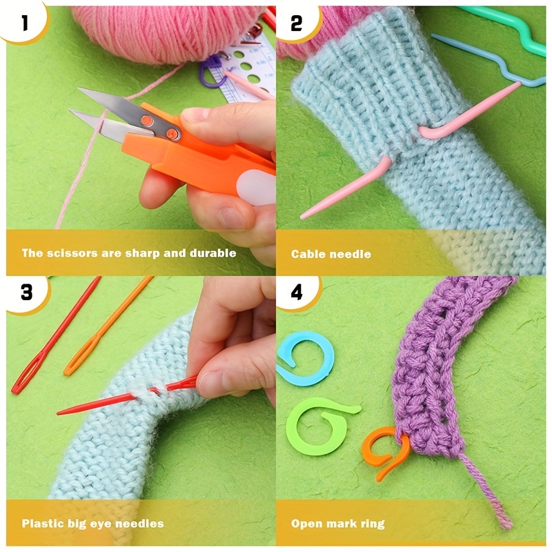 10/12/29/100Pcs Aluminum Crochet Hook Set Sweater Knit Weave Tools Set  Knitting Sewing Craft Sewing Needle Set Kit Gauge Scissors Pin