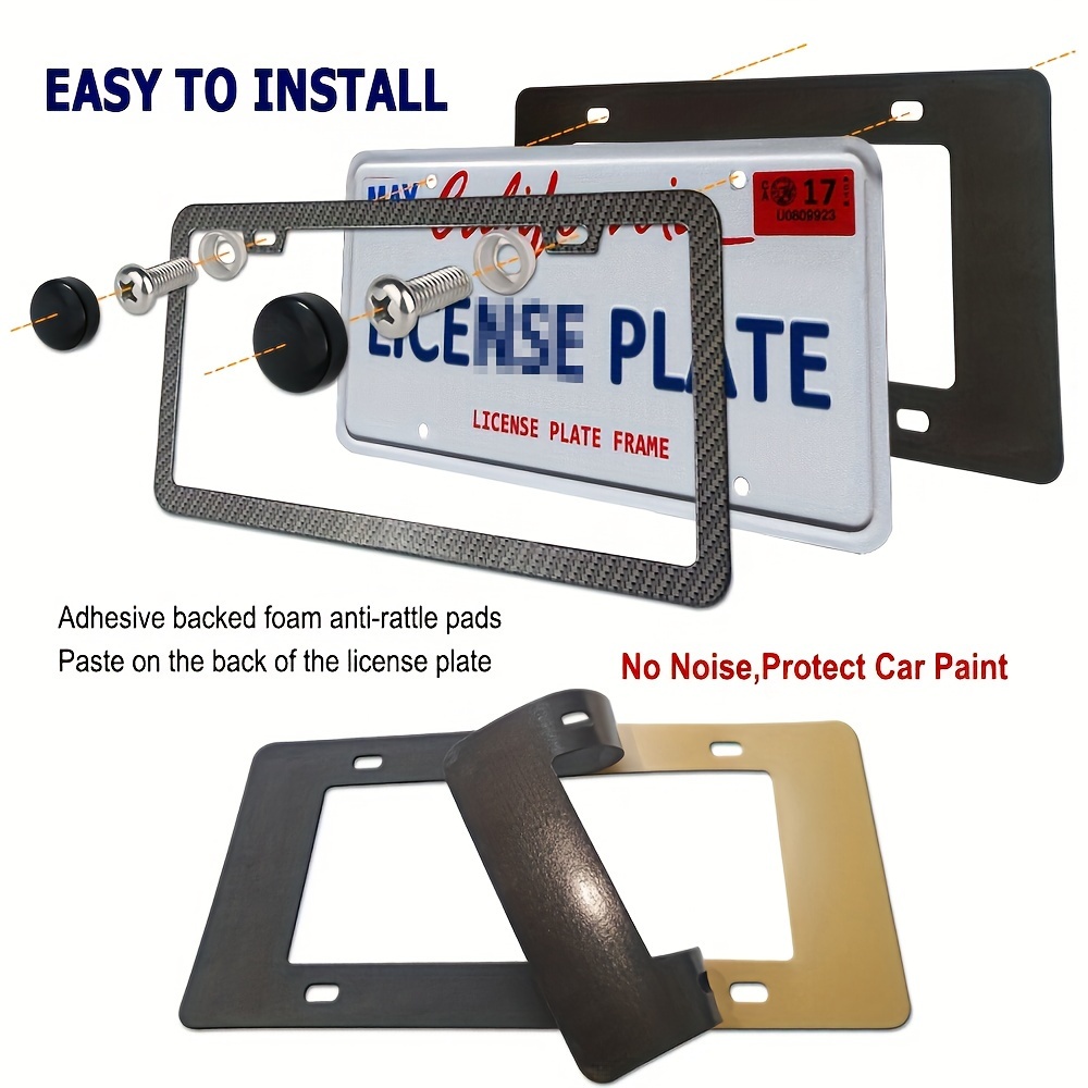 2pcs Carbon Fiber License Plate Frame Aluminum 2 Holes Front Rear Car Tag  Covers Us Vehicles, 24/7 Customer Service