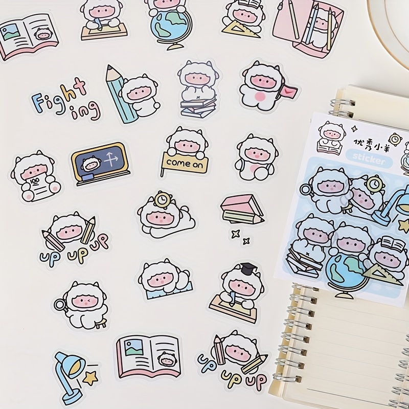 200 Sheets Cute Kawaii Stickers for Journaling, Cute Gril Cartoon  Transparent PET Waterproof Stickers DIY Crafts Aesthetic Scrapbooking  Supplies