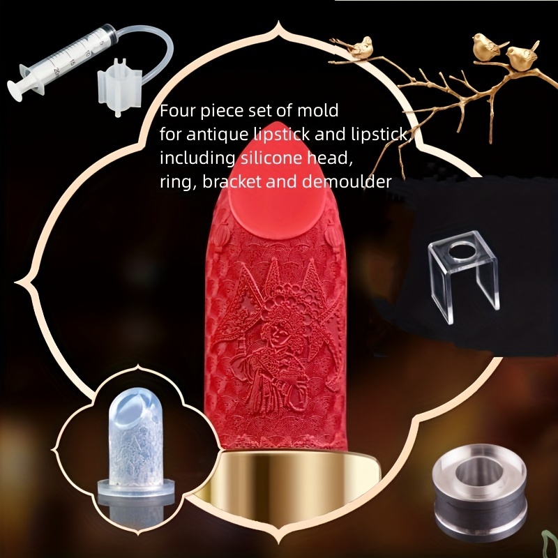 9PCS Silicone Lipstick Mold Mould with Metal Ring and Stand Set