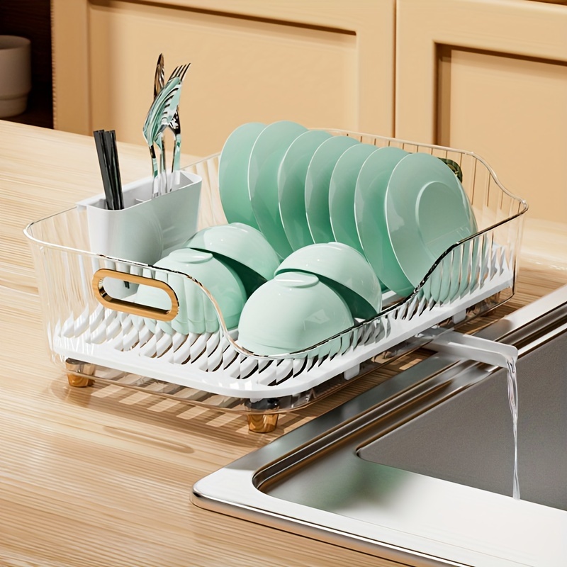 2 Tier Dish Drainer with Drainboard Dish Rack Large Capacity Household Tray  Box Basket Saving Space