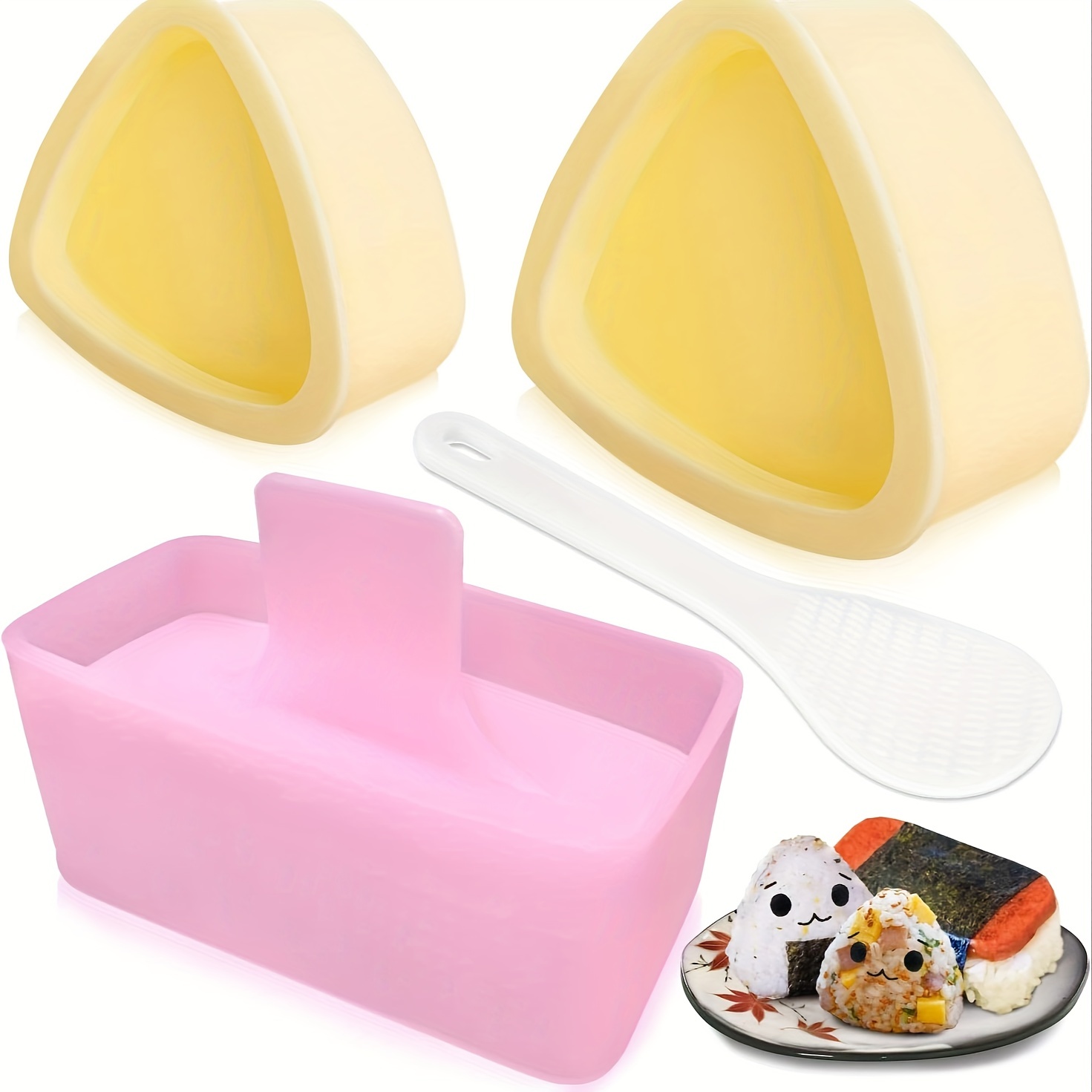 4pcs/set Pink Rabbit Shaped Rice Ball Molds, Sushi Molds