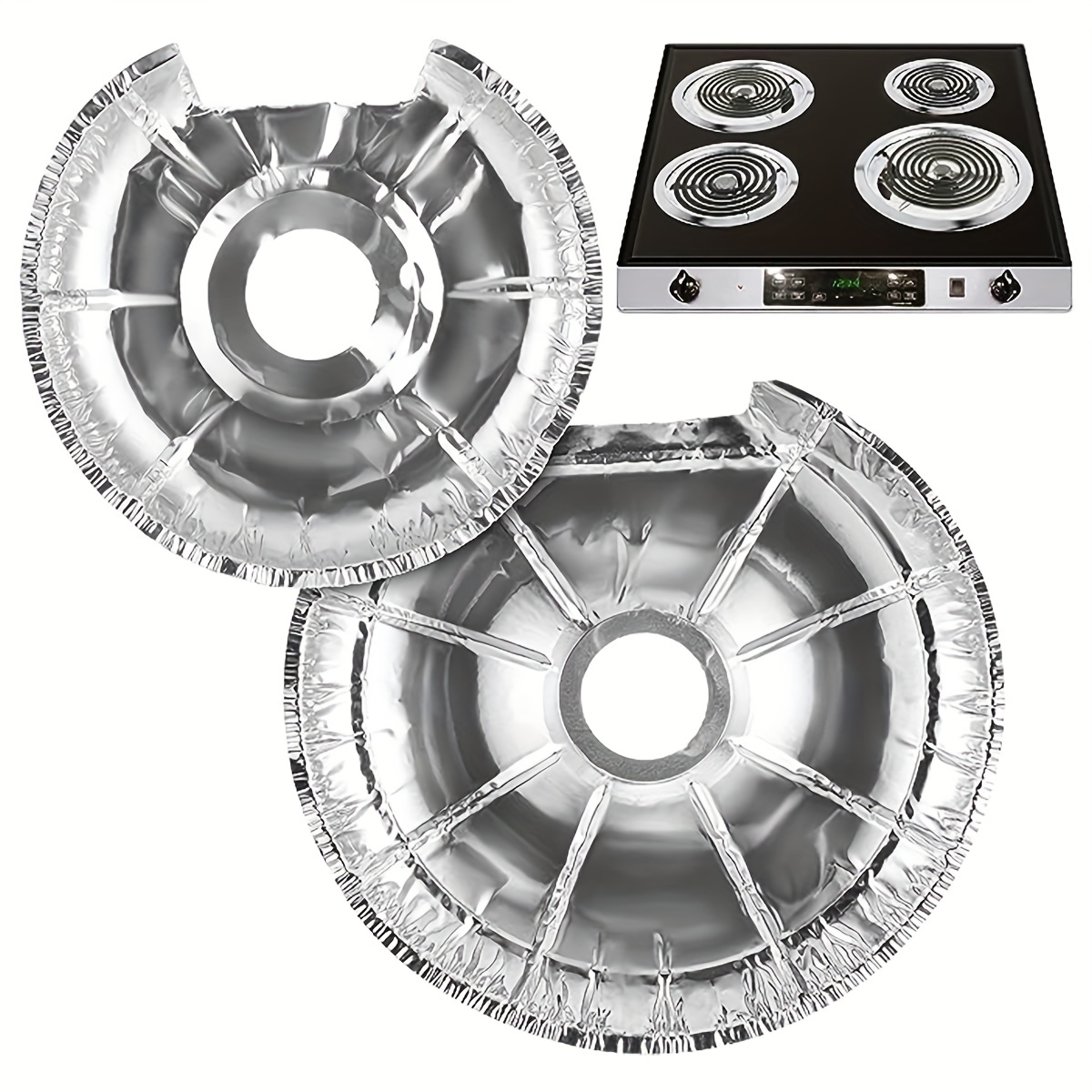 Electric Stove Burner Covers, Disposable Aluminum Foil Drip Pan Liners, And  Round Burner Liners Bibs To Keep Stove Top Clean From Oil And Food - Temu