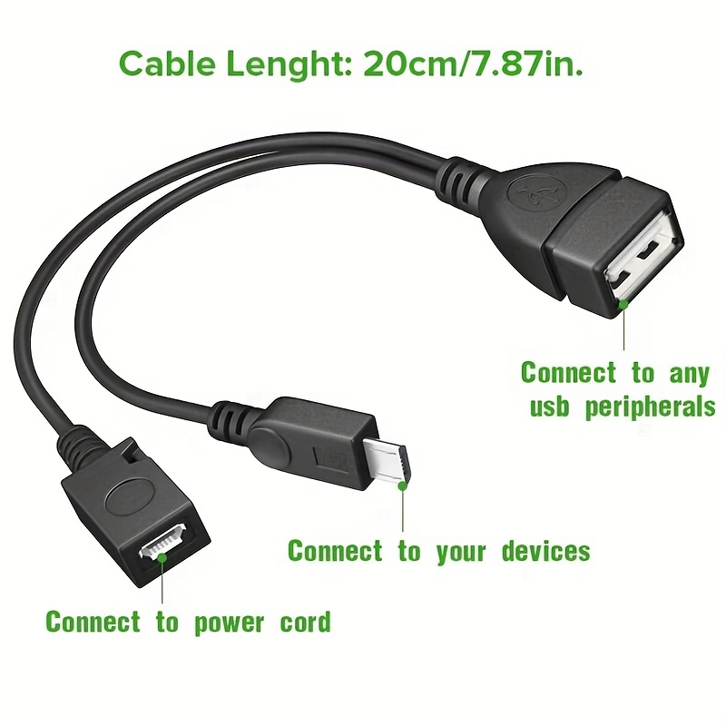 Micro USB Host OTG Cable for Tablets, Android Phones,Raspberry Pi Zero -  USB OTG to Micro USB B 5 Pin Male Adapter Cable