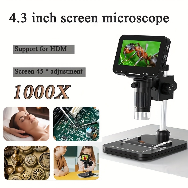 Microscope 60-120x + 12pcs Échantillon aléatoire, microscope de poche  portable Led Light Portable Mini Microscope Cadeau pour enfant