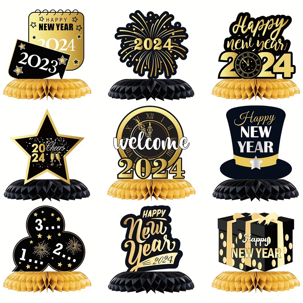 6 Pieces Chinese New Year Decoration 2024 Happy New Year Honeycomb  Centerpieces Happy New Year Decorations Red & Gold Lunar New Year Table