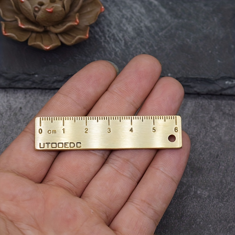 1PC 6cm Small Copper Ruler 3mm Thickened Brass Metal Ruler Copper Key  Pendant 