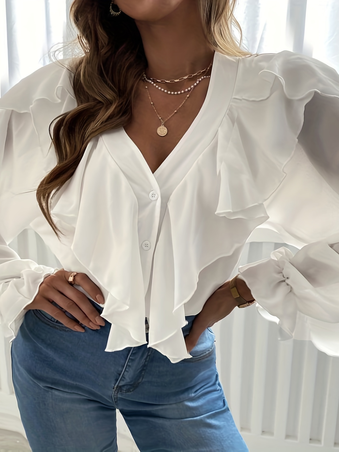frilly blouse plus size