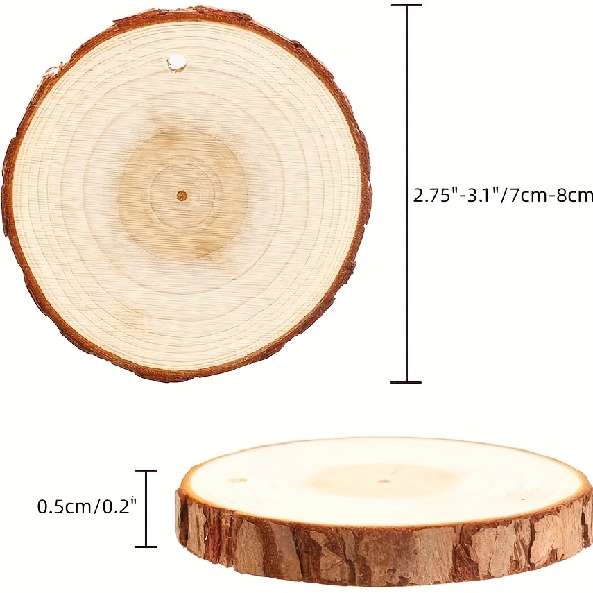 10/20pcs Wood Slices Wood Rounds With Pre-drilled Hole And Twine String,  Wood Slices For Wood Burning Painting DIY Crafts Christmas Ornaments Party  We