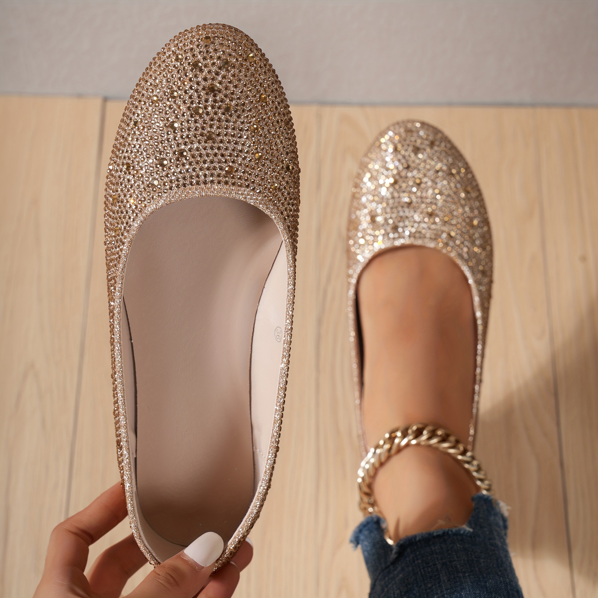 Women s Flat Shoes Embellished Comfortable Versatile Shoes