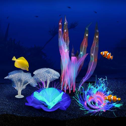 Glow Up Your Aquarium: 4-Pack of Glowing Fish Tank Decorations!