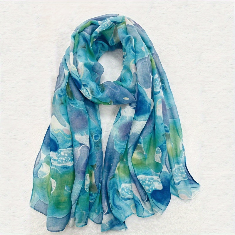 

Casual Tie Dye Scarf Thin Breathable Soft Skin Friendly Shawl Casual Going Out Sunscreen Decorative Scarf