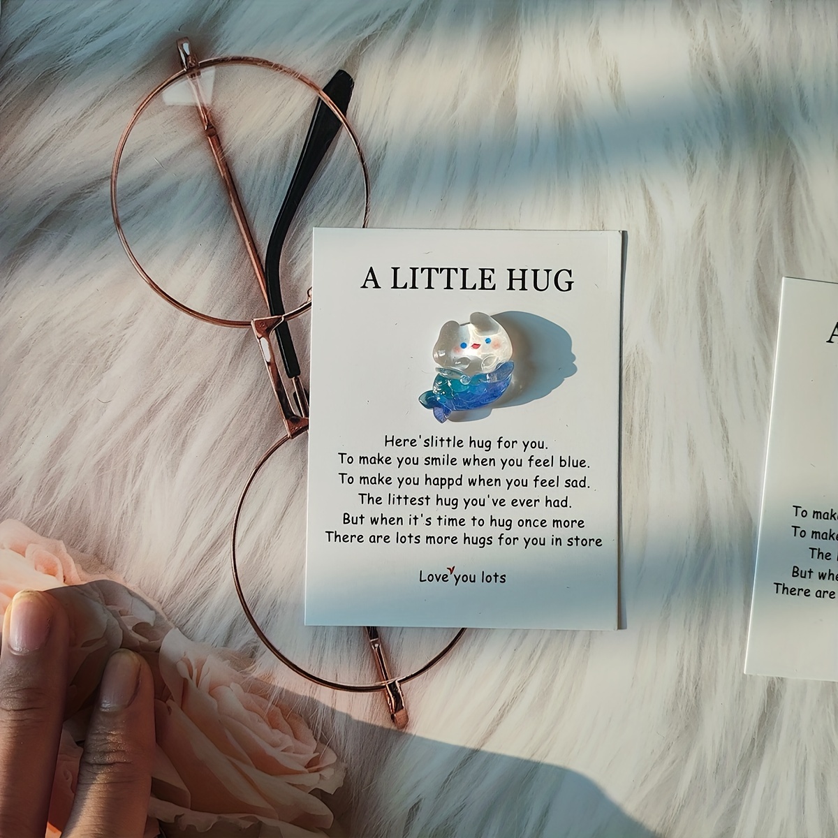 Cute Mermaid And Rabbit Couple Hug Cards Encouraging Pocket - Temu