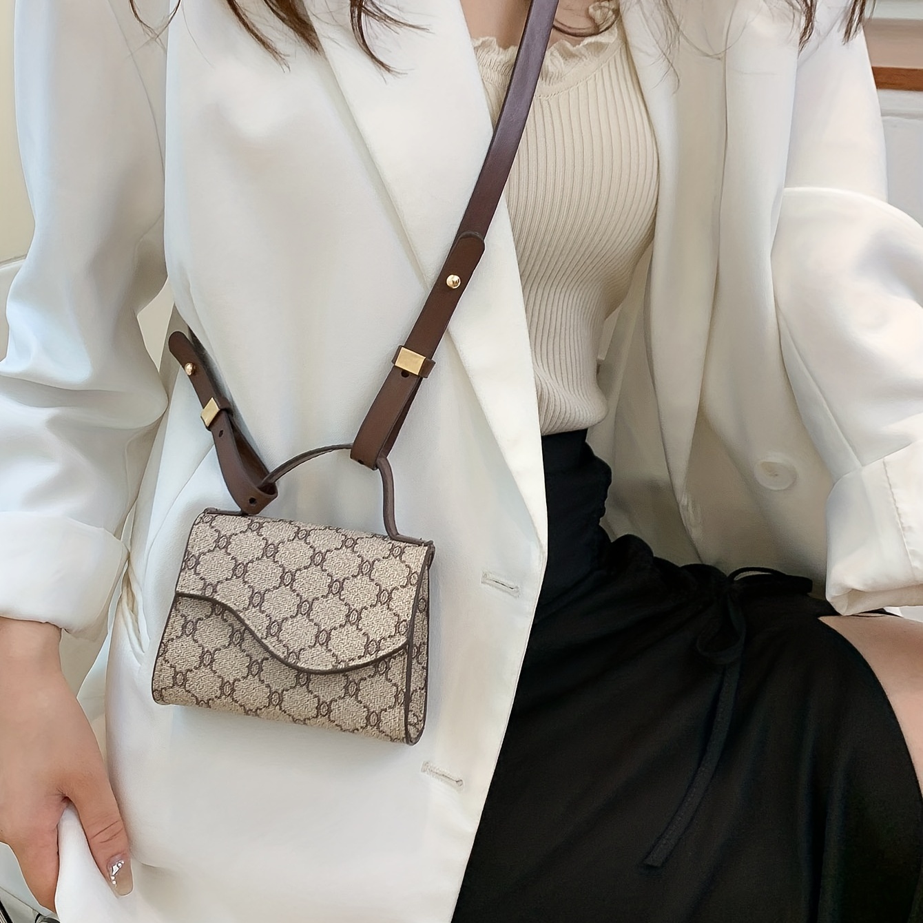 Elegant Square Box Crossbody Bag, Twisted Strap Satchel Bag For Women.,  Classic Handbag - Temu