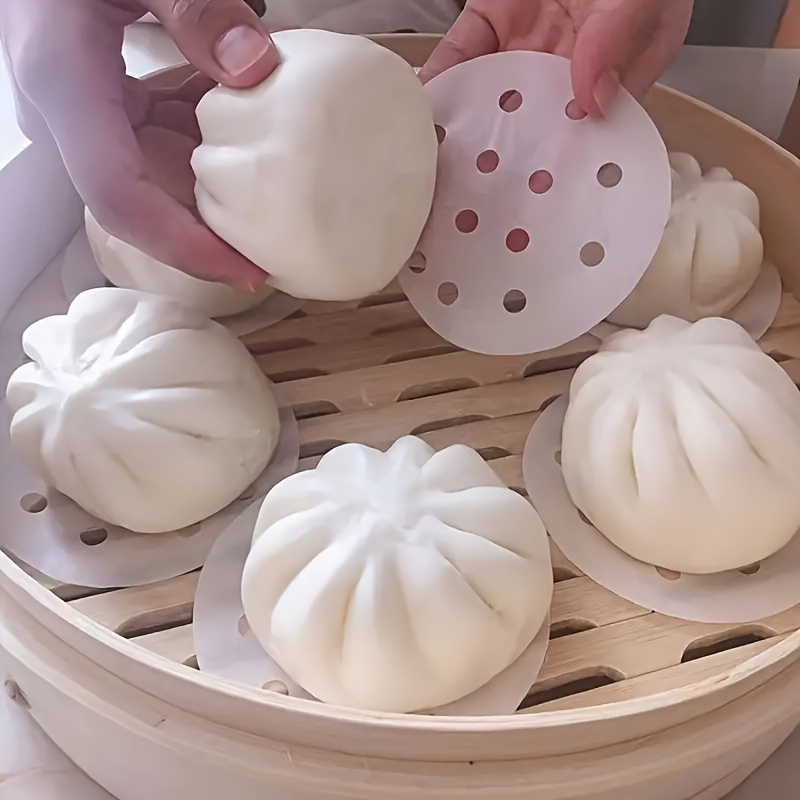 

200pcs 2.95in Food Grade Steamer Mat Paper, Round Cage Paper, Silicone Oil Paper, Steamed Bun Paper, Baking Paper, Disposable Steamer Paper, For Home Kitchen Restaurant Hotel, Kitchen Supplies