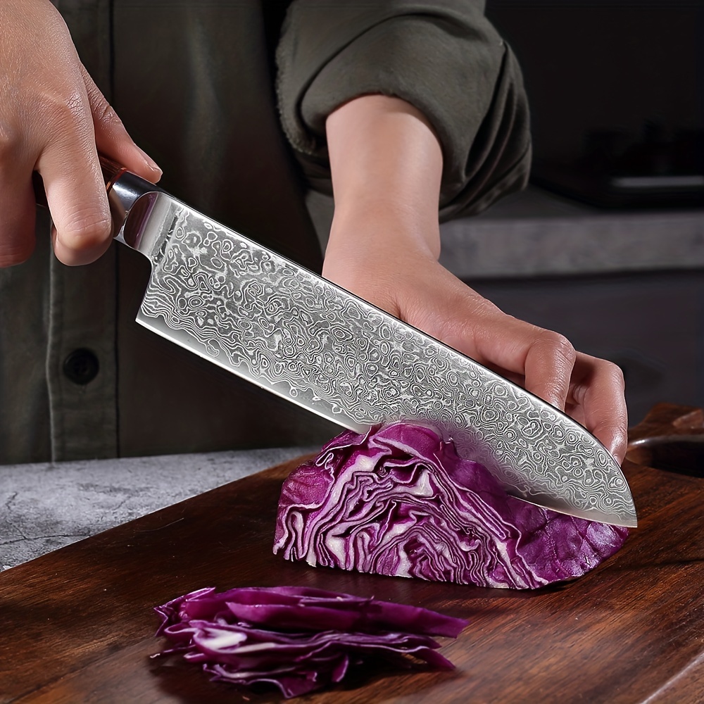 1pc, Professional Chef Knife, 8 Inch Damascus Kitchen Knives Of Japanese  VG-10 Stainless Steel ,Ultra Sharp Blade And Ergonomic Handle, Stain  Resistan