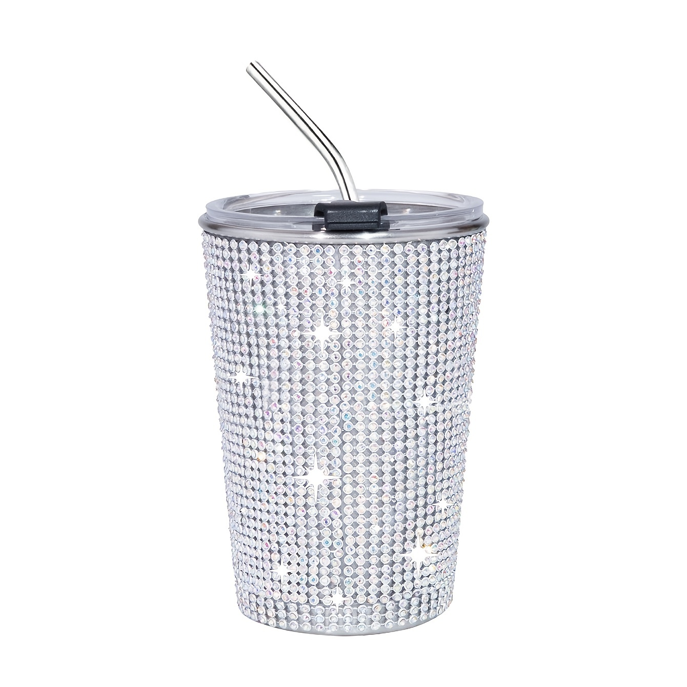 400ml Sparkling Stainless Steel Water Cup with Straw