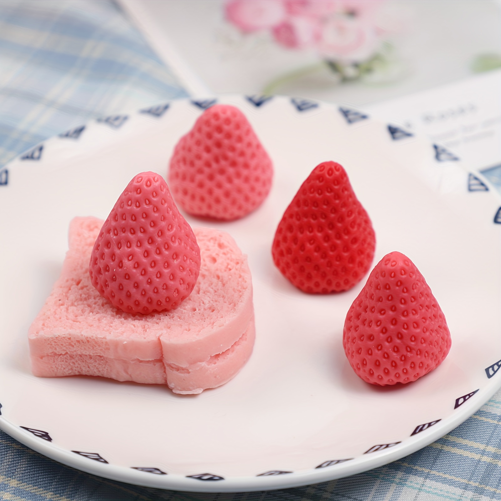 8pc 3D Strawberry Silicone Mold. Realistic Food Shape Mold, For Wax, Embed, Soap, Resin Castings