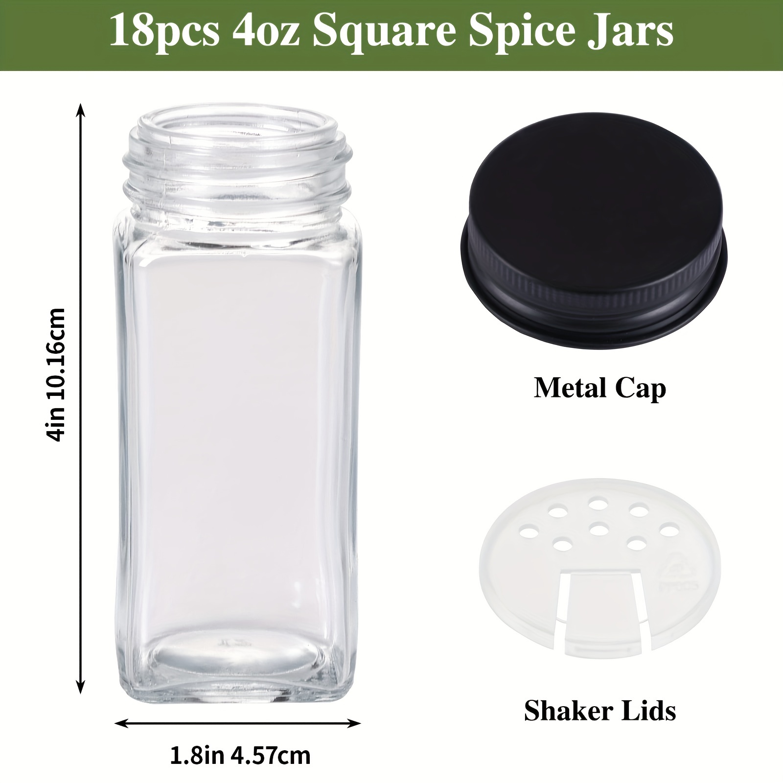 4 oz Black Lid Glass Spice Jars