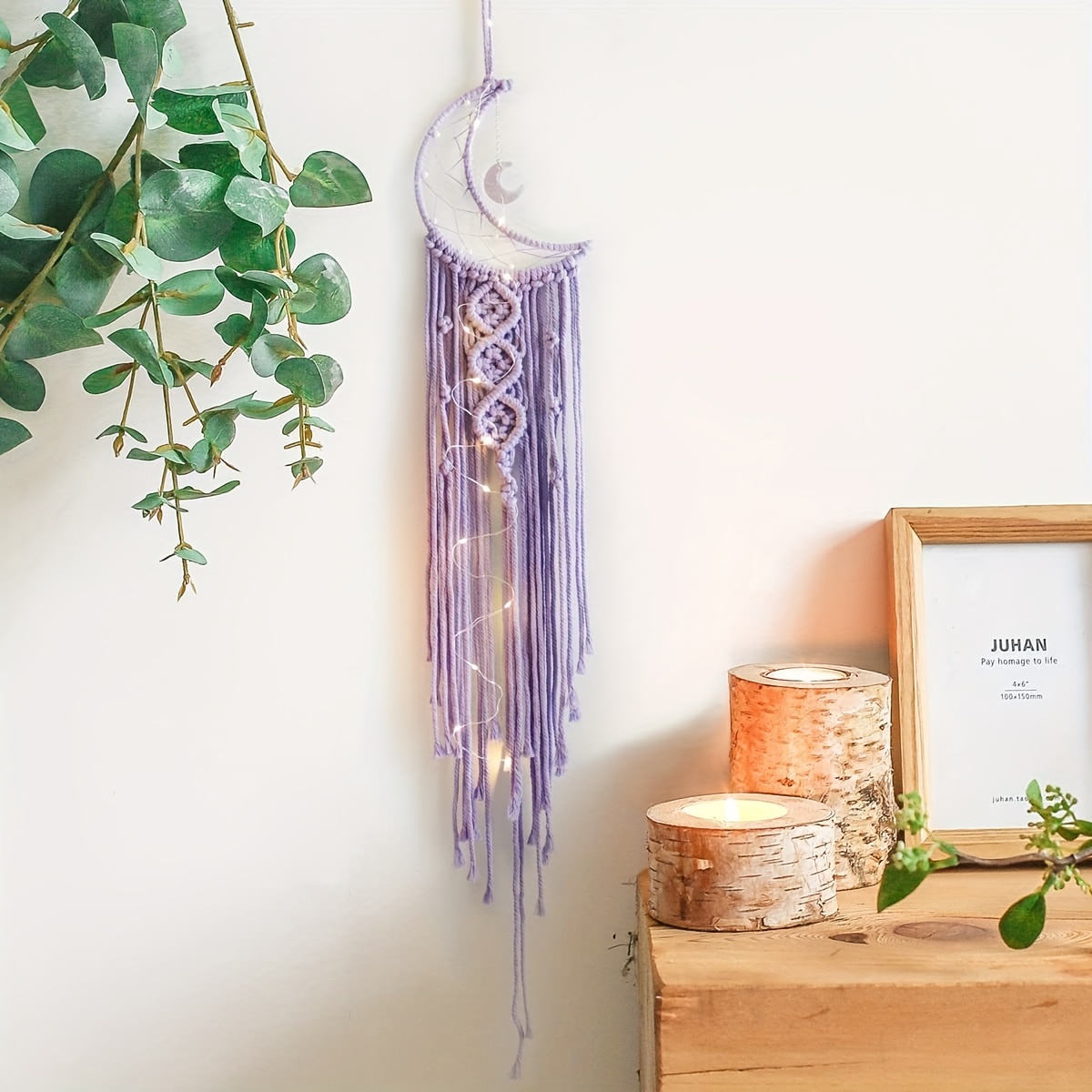 Moon Wind Chimes with Amethyst Tree for Purple Room Decor Aesthetic,  Hanging Crystal Decor for Home Decor Wall, Purple Bedroom Decor for Women,  Home
