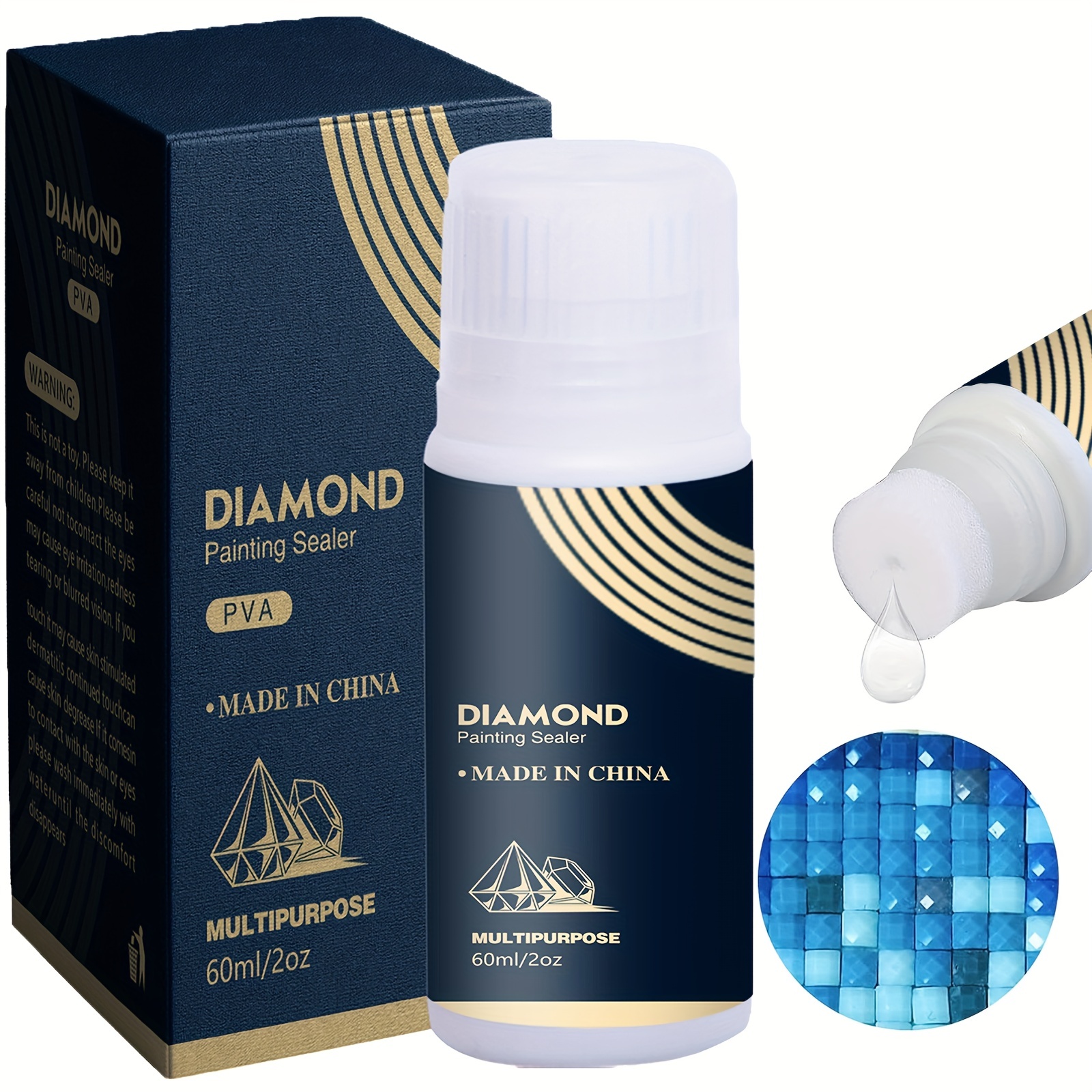 Diamond Painting Sealer 60ML With Sponge Head, 5D Diamond Painting Glue And  Jigsaw Puzzle Glue For Permanent Hold & Shine Effect (2 OZ)