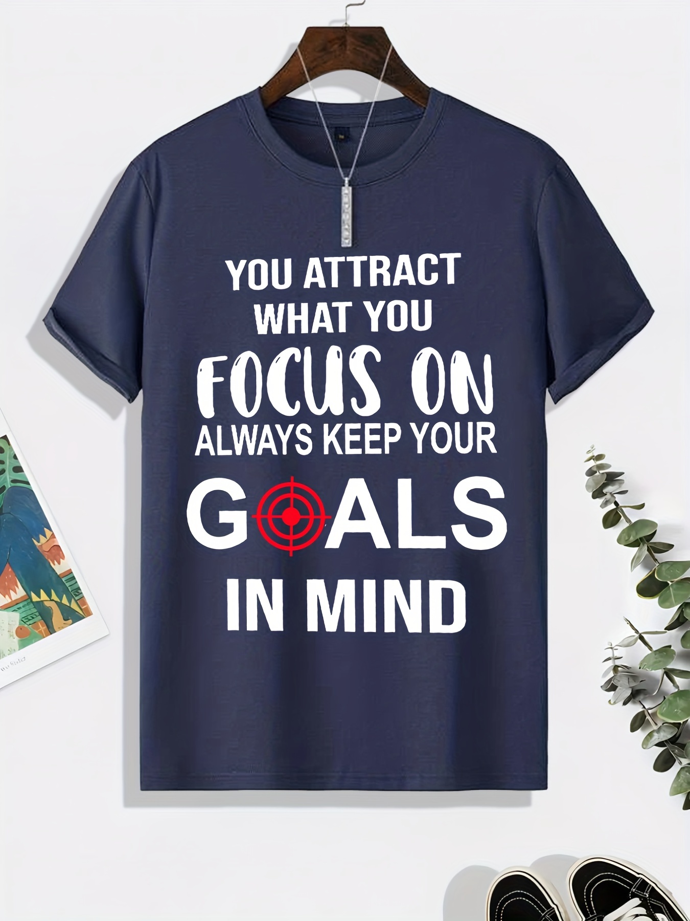 always Keep Your Goal In Mind' Print Tee Shirt, Tee For Men