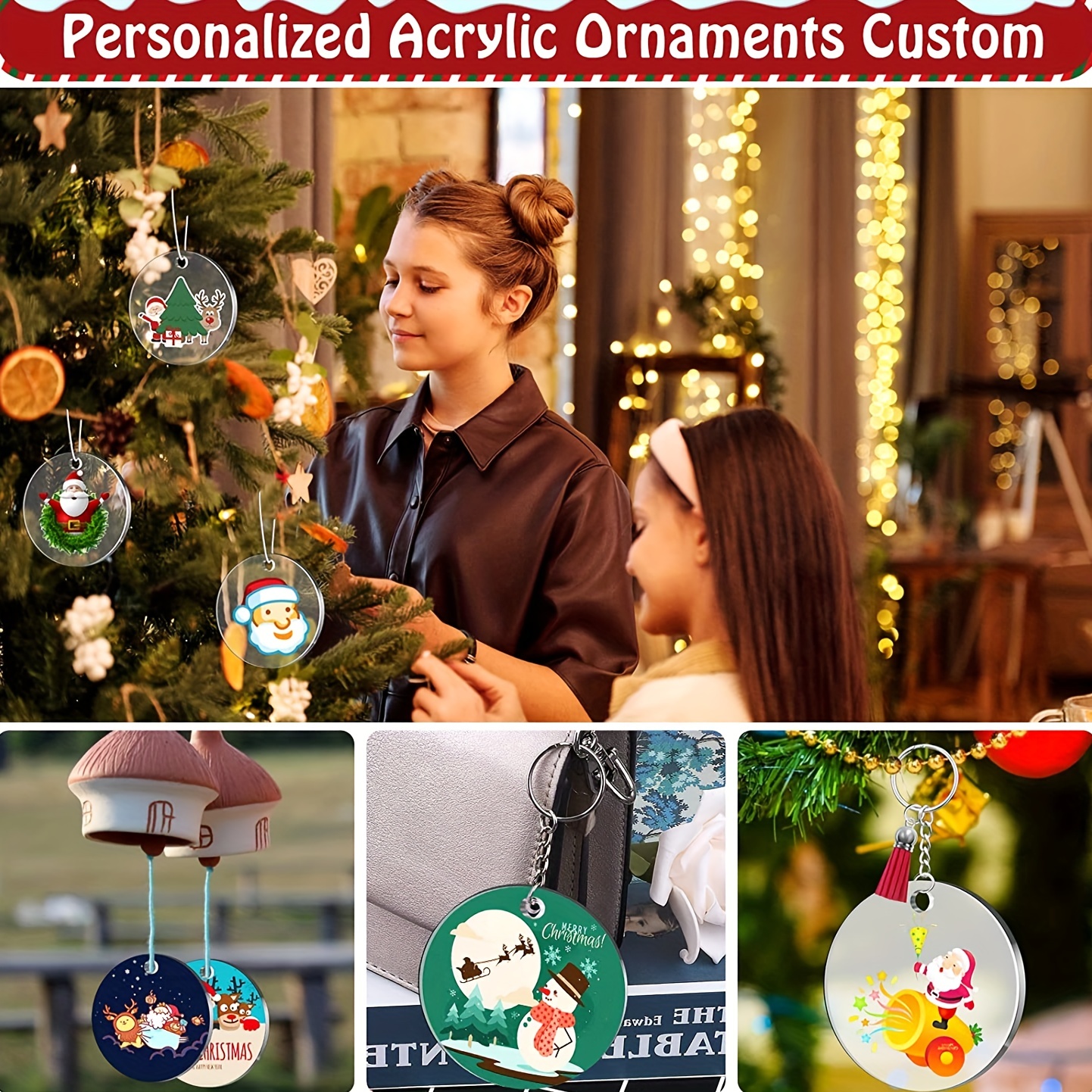 48 Pieces Clear Acrylic Christmas Ornaments Round Acrylic Blanks Discs  Keychain Ornament Vinyl Diy