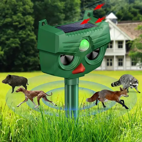 1 Set, Répulsif Animal Solaire Extérieur, Répulsif Animal Ultrasonique 360°,  Répulsif Animal Éloignant Les Rongeurs Avec Lumières Clignotantes Activées  Par Mouvement À 3 Côtés, Répulsif À Énergie Solaire Pour Chien Éloignant Les